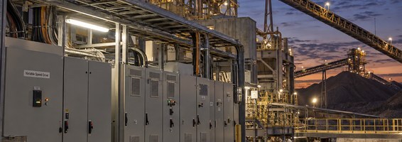Industrial switchgear and variable speed drives at a mine processing plant