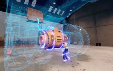 VR simulation of an electric motor with an exploded holographic view