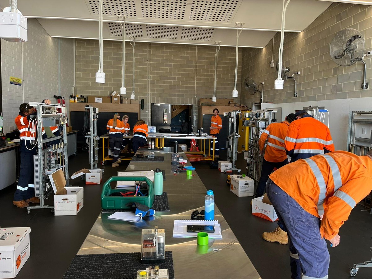Apprentices training in the Blue Tongue Training workshop